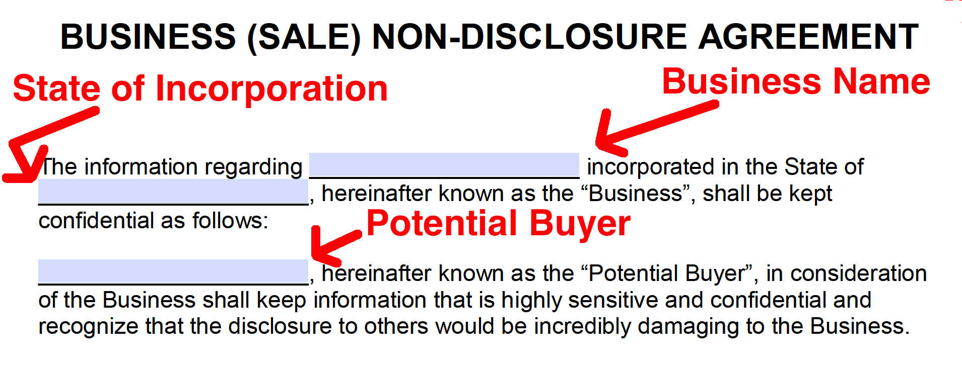 Free Business Sale NonDisclosure Agreement (NDA) Template PDF Word