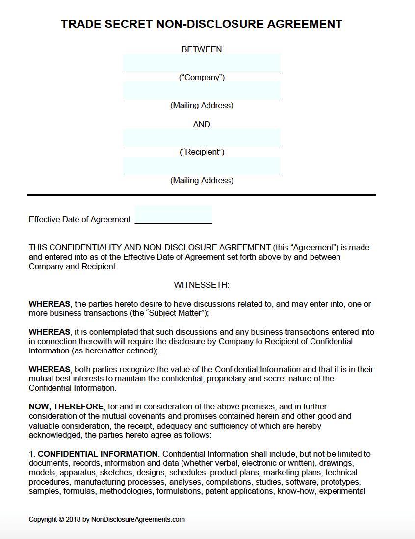 trading agreement template